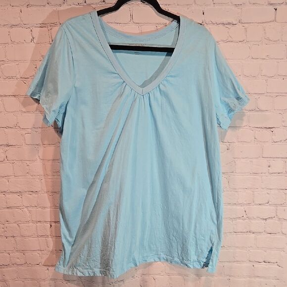 Woman Within Light Blue V Neck T Shirt Size 18/20 - Picture 1 of 8